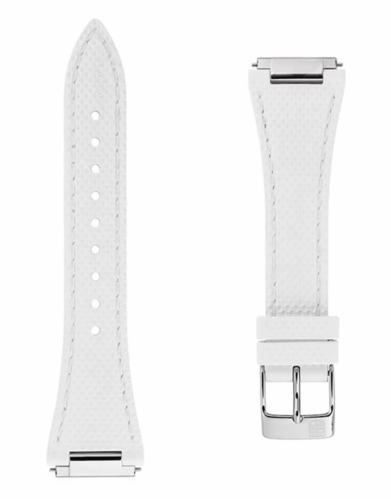 Frederique Constant Highlife Stainless Steel Blue Dial Diamonds Interchangeable White Rubber Strap Date Quartz Womens Watch FC-240ND2NH6B