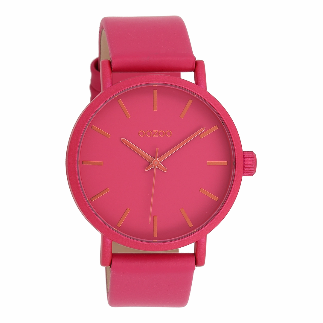 Fuchsia OOZOO watch with leather strap - C11178