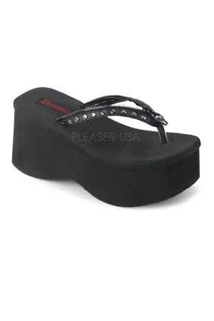 FUNN-33 Sandal | Black Faux Leather
