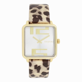 Gold coloured OOZOO watch with brown leather strap - C11376