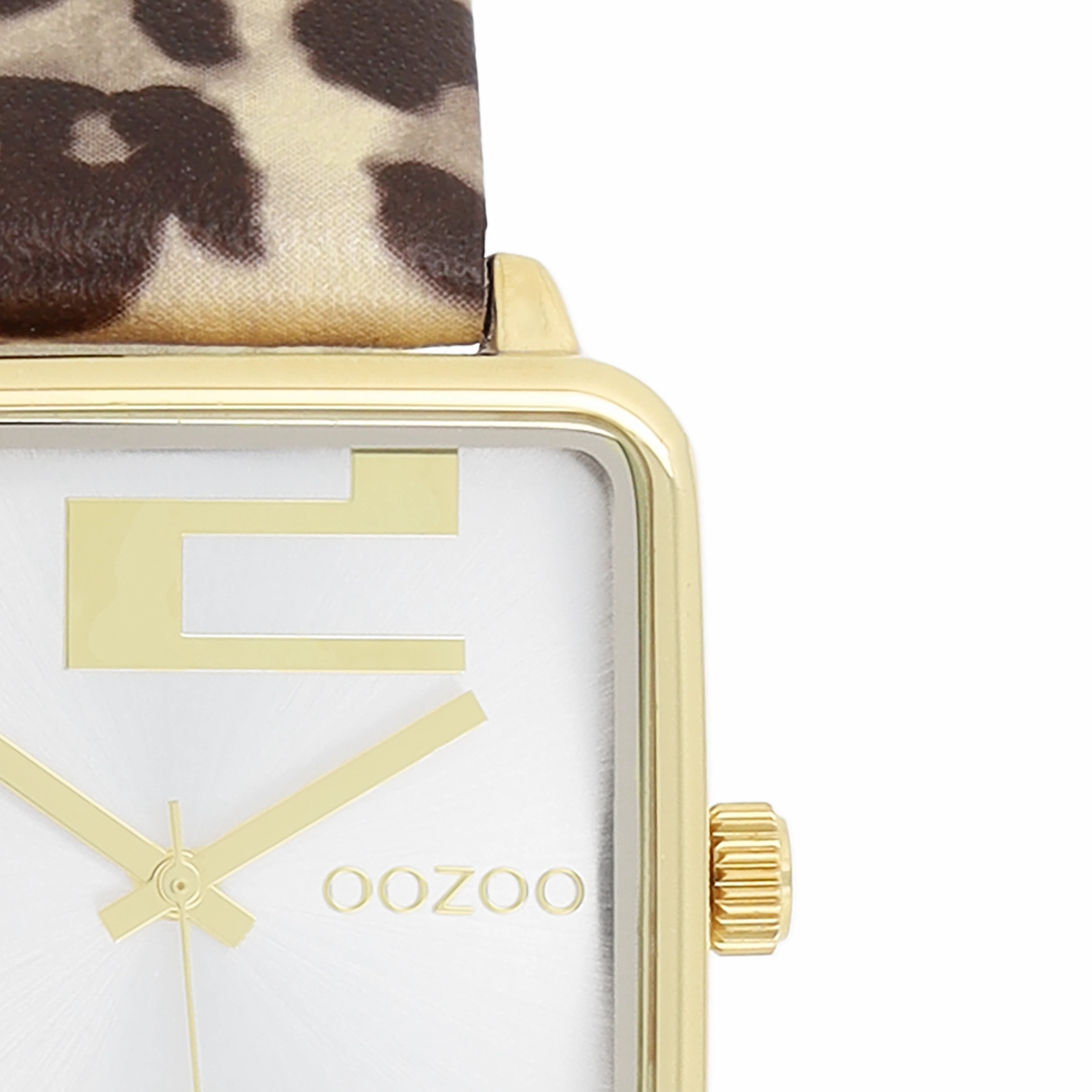 Gold coloured OOZOO watch with brown leather strap - C11376