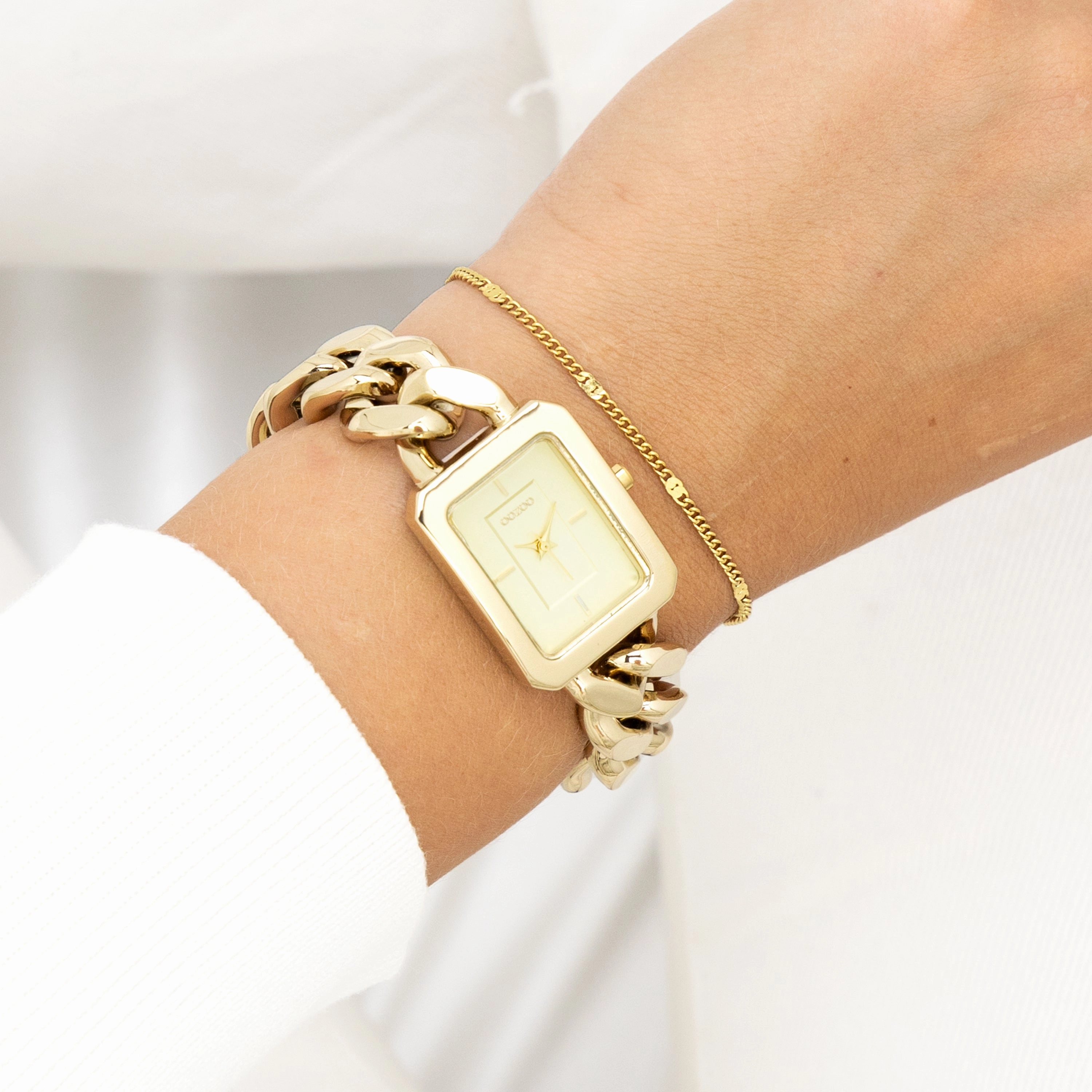 Gold coloured OOZOO watch with chain bracelet - C11273