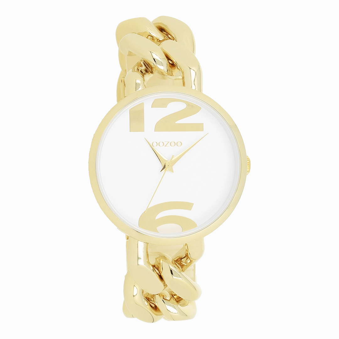 Gold coloured OOZOO watch with chunky chain bracelet - C11262