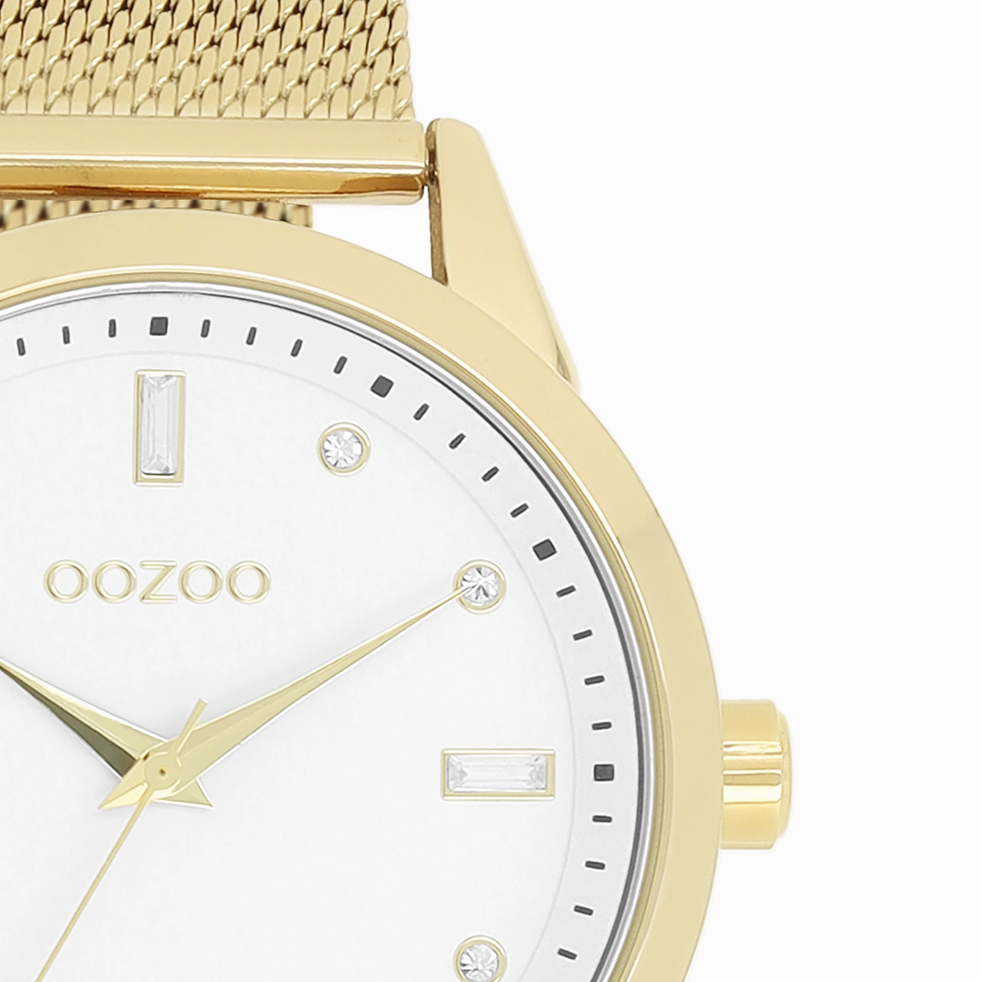 Gold coloured OOZOO watch with metal mesh bracelet - C11282