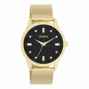 Gold coloured OOZOO watch with metal mesh bracelet - C11283