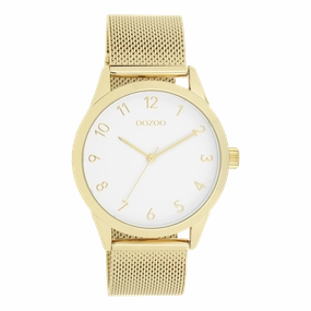 Gold coloured OOZOO watch with metal mesh bracelet - C11322