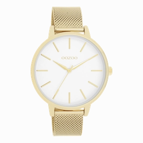 Gold coloured OOZOO watch with metal mesh bracelet - C11363