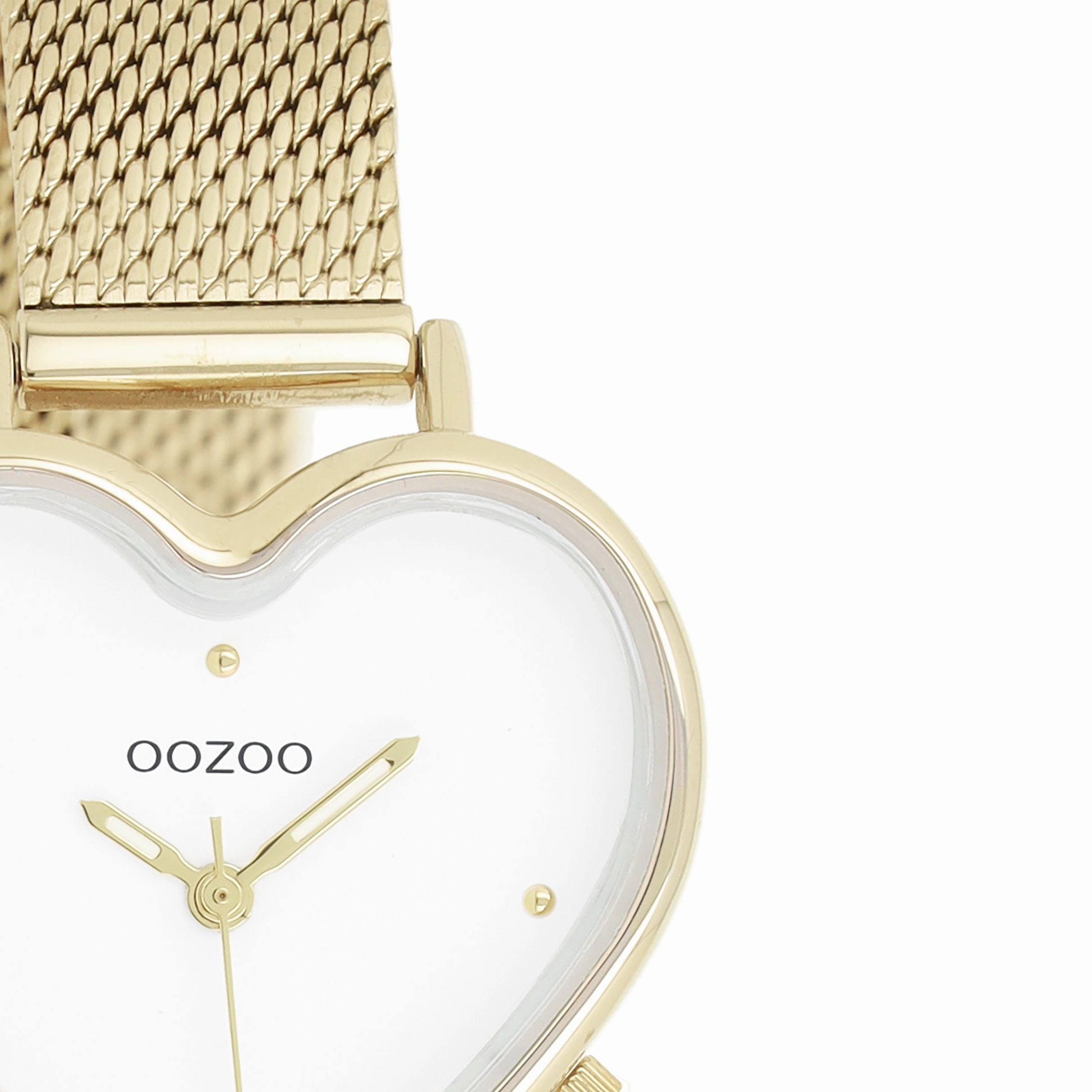Gold coloured OOZOO watch with metal mesh bracelet - C11415