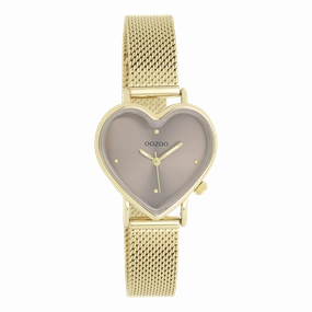Gold coloured OOZOO watch with metal mesh bracelet - C11416
