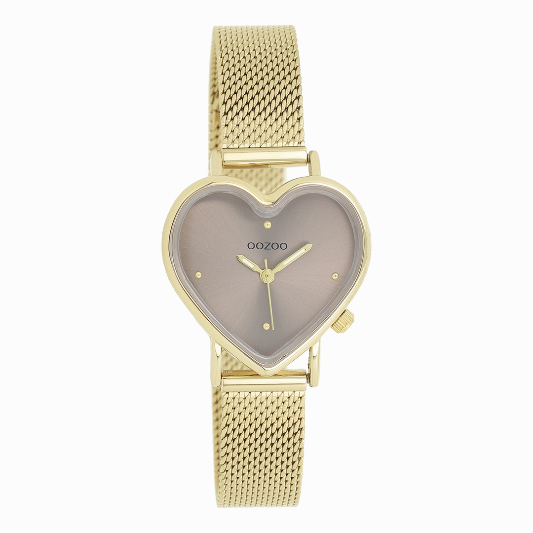 Gold coloured OOZOO watch with metal mesh bracelet - C11416