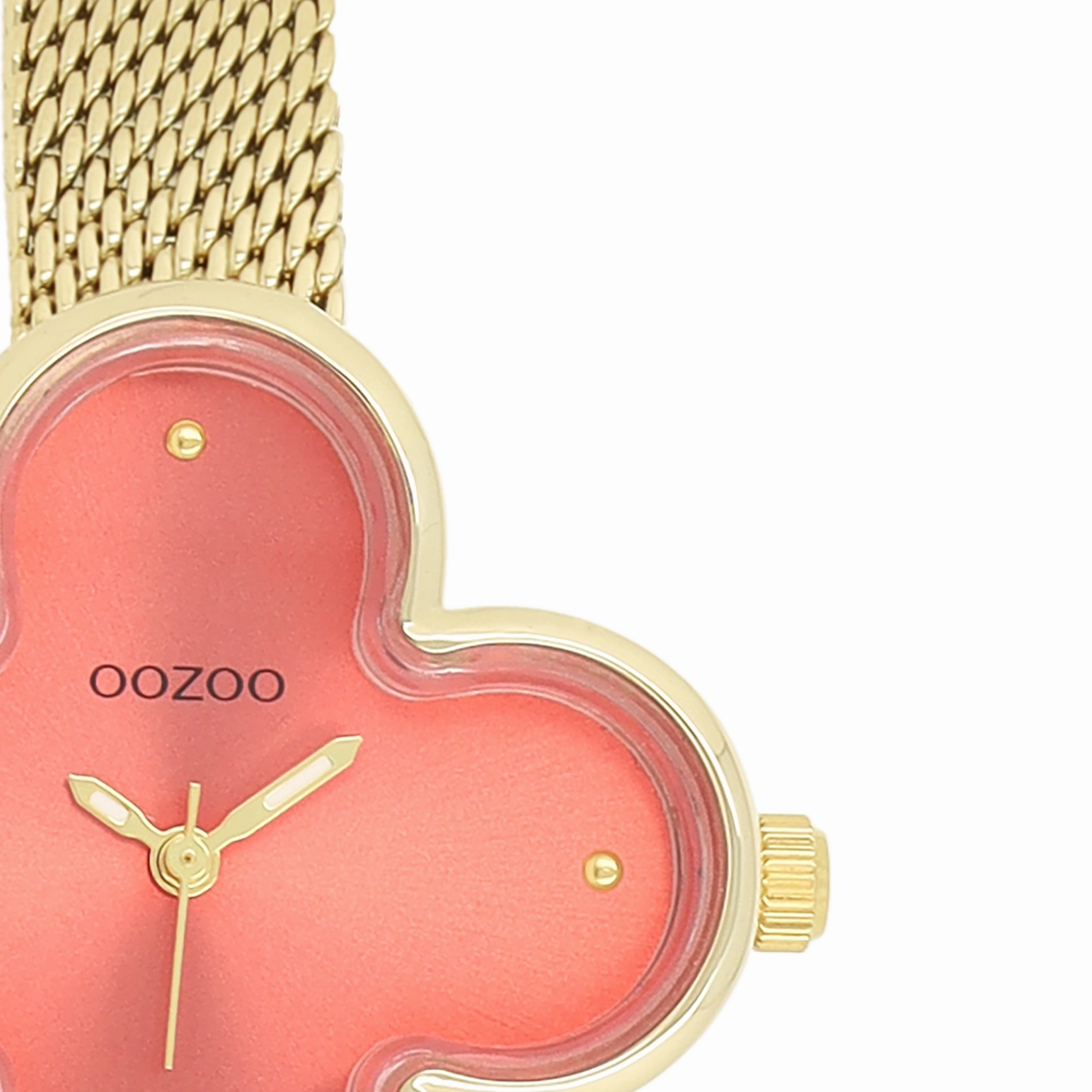 Gold coloured OOZOO watch with metal mesh bracelet - C11529
