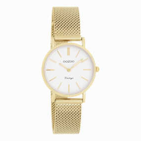 Gold coloured OOZOO watch with metal mesh bracelet - C20231