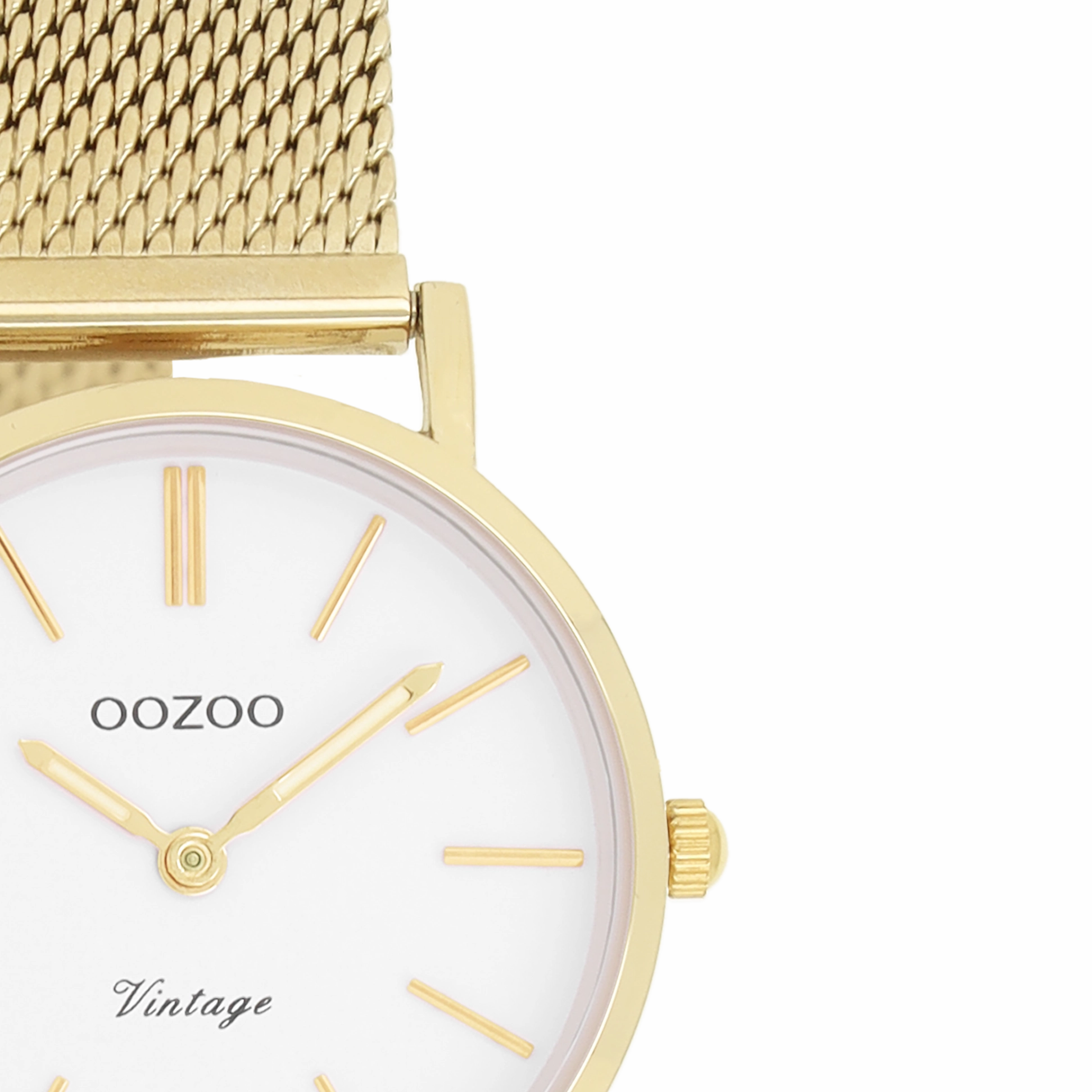 Gold coloured OOZOO watch with metal mesh bracelet - C20231