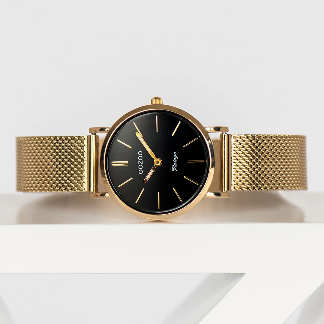 Gold coloured OOZOO watch with metal mesh bracelet - C20232