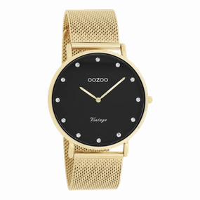 Gold coloured OOZOO watch with metal mesh bracelet - C20237