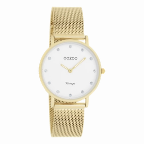 Gold coloured OOZOO watch with metal mesh bracelet - C20241