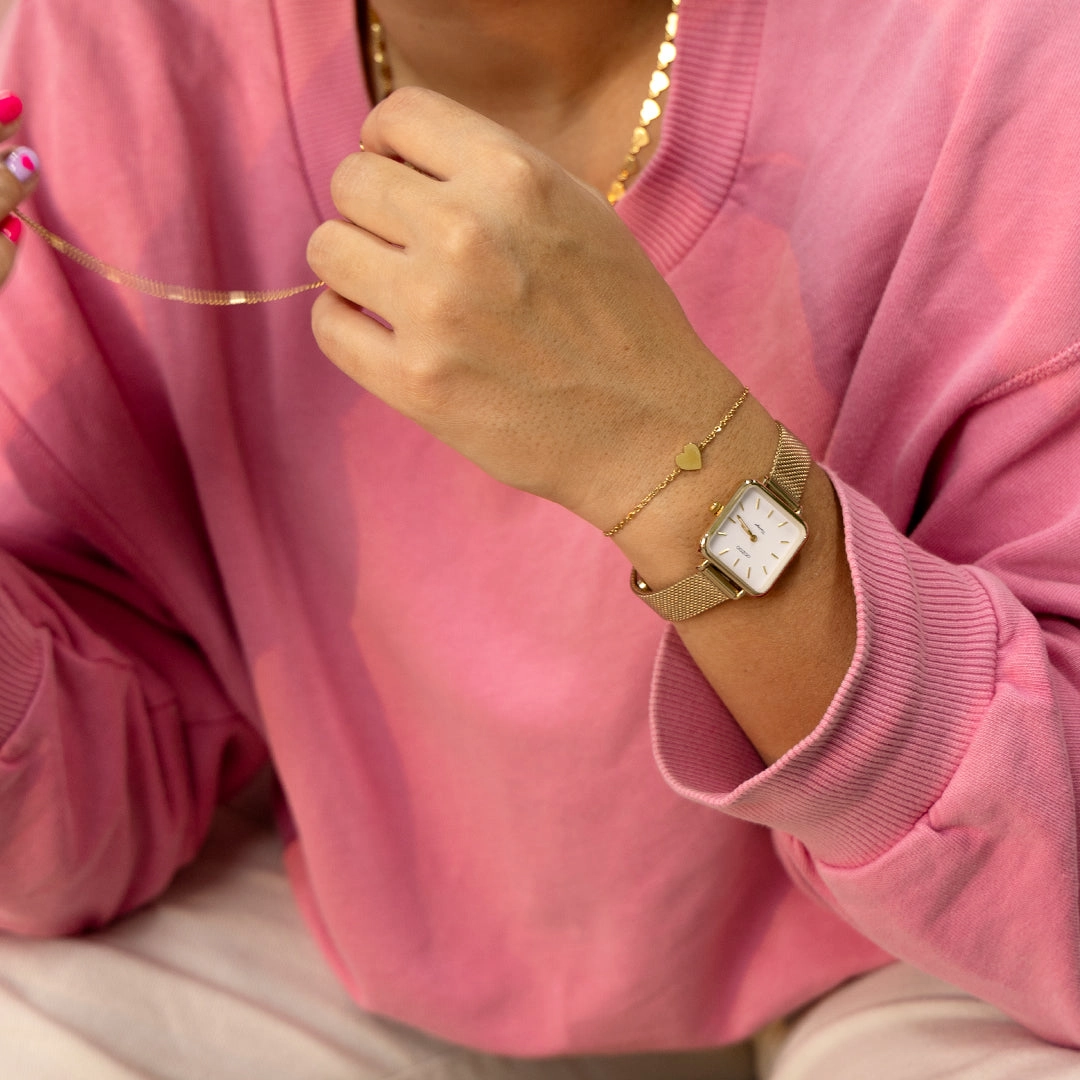 Gold coloured OOZOO watch with metal mesh bracelet - C20263