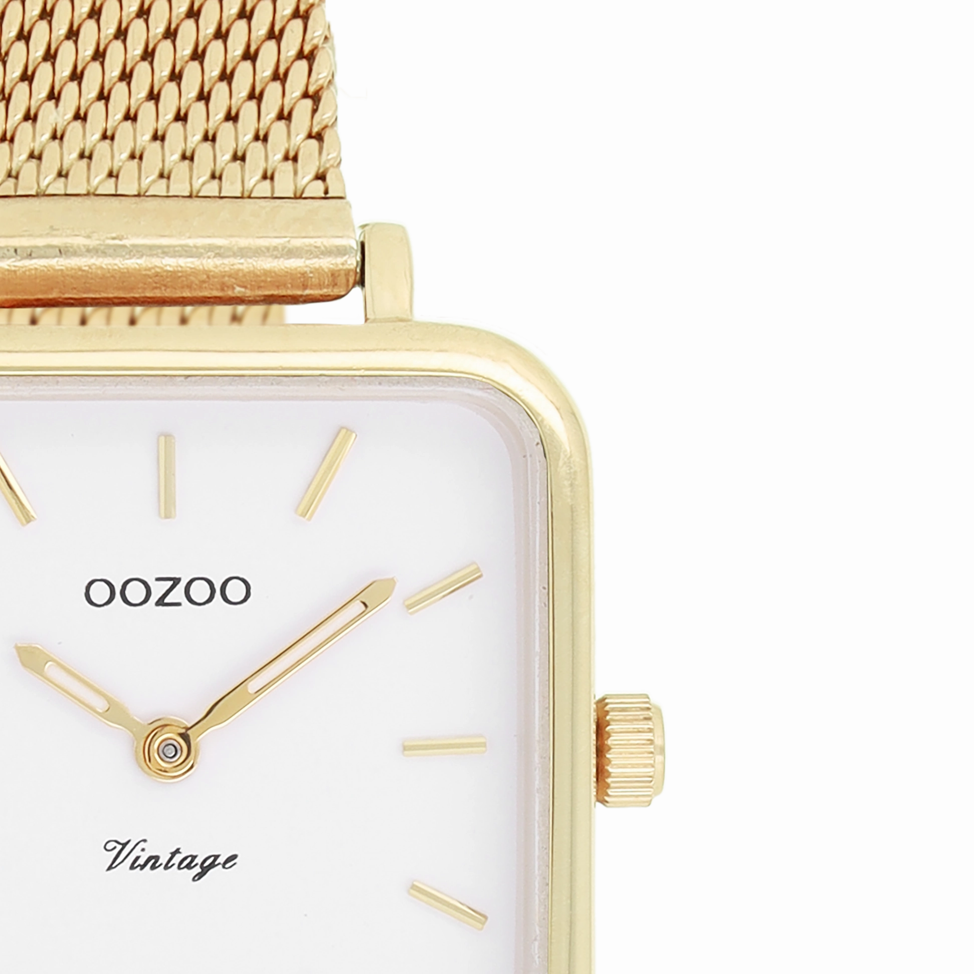 Gold coloured OOZOO watch with metal mesh bracelet - C20263