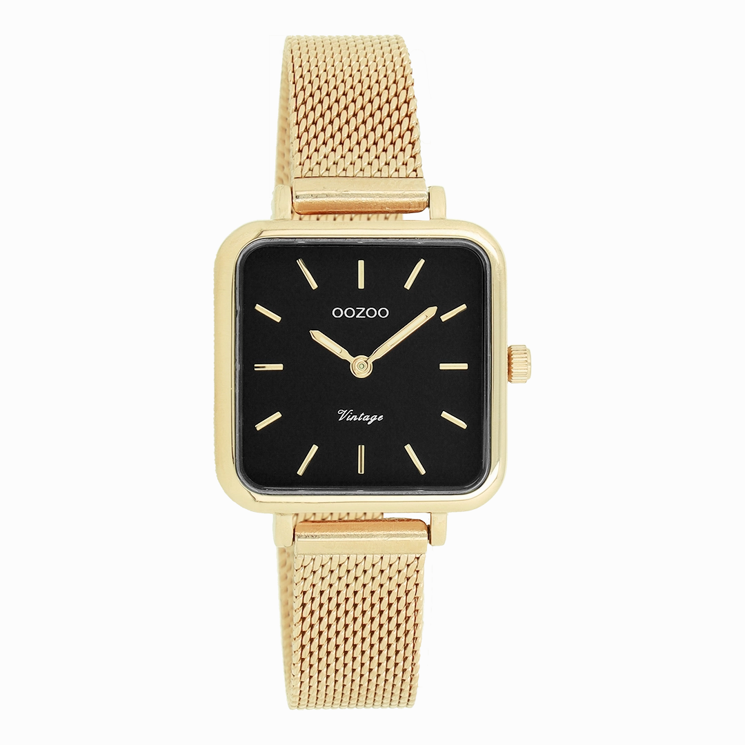 Gold coloured OOZOO watch with metal mesh bracelet - C20264