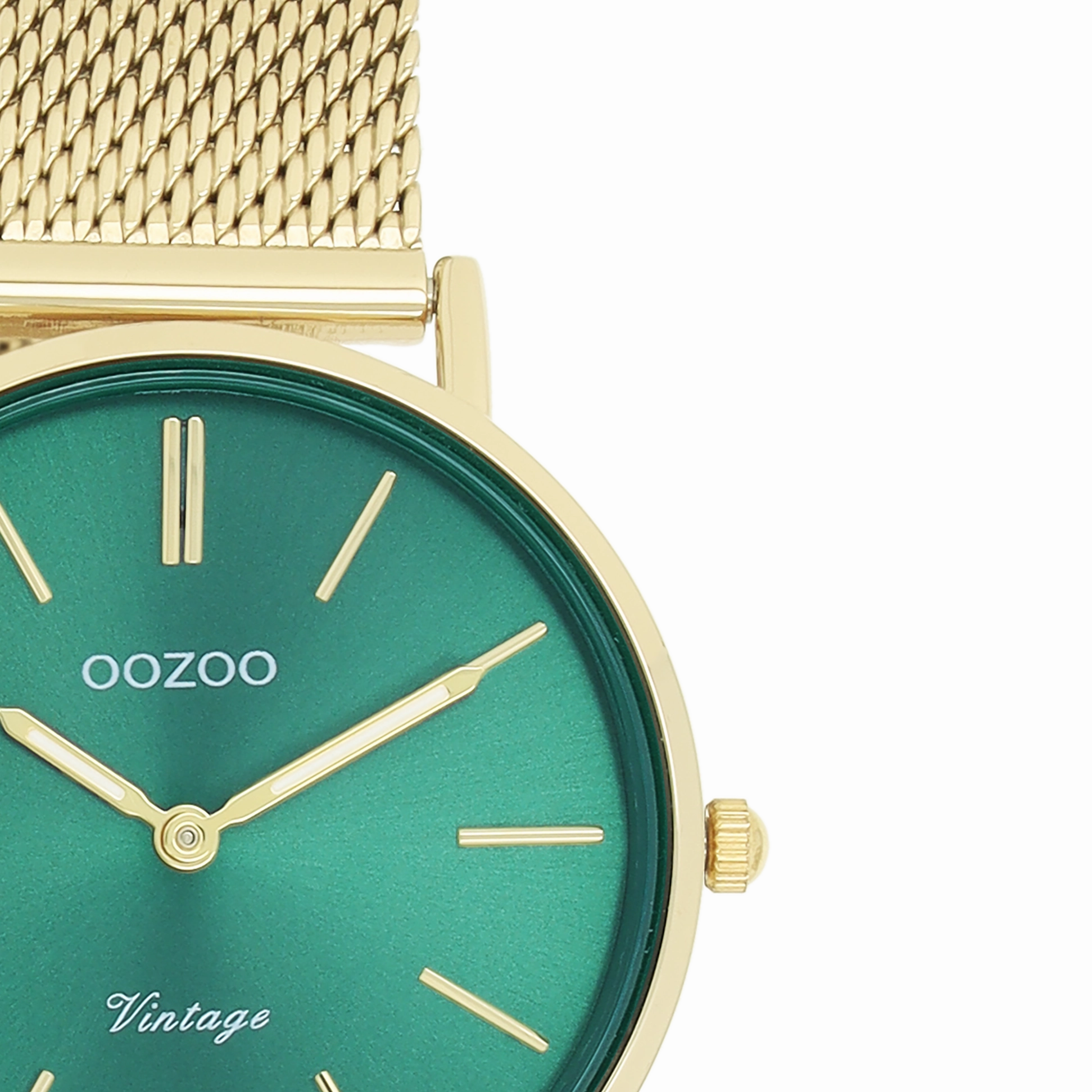 Gold coloured OOZOO watch with metal mesh bracelet - C20296