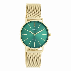 Gold coloured OOZOO watch with metal mesh bracelet - C20296