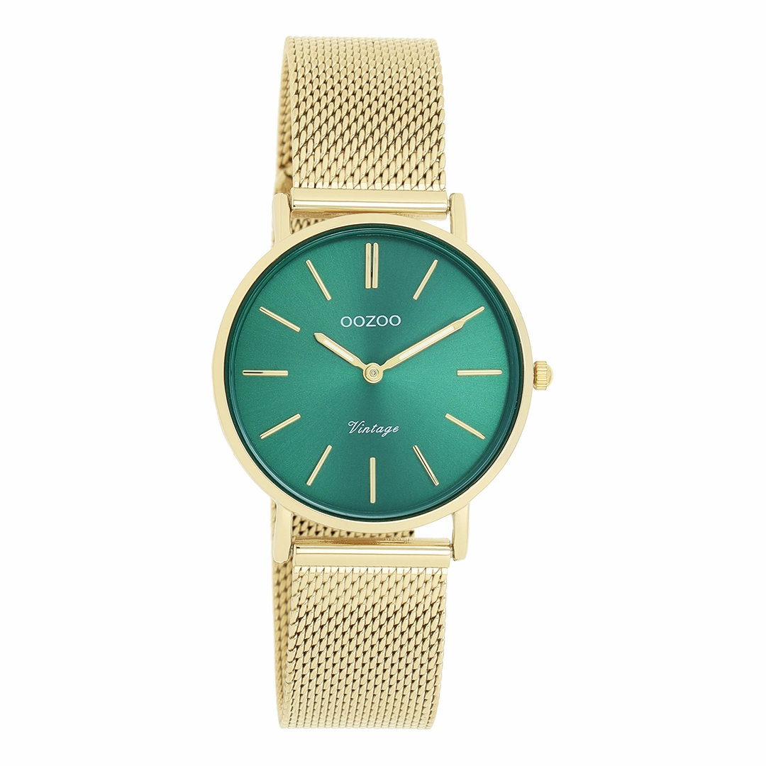 Gold coloured OOZOO watch with metal mesh bracelet - C20296