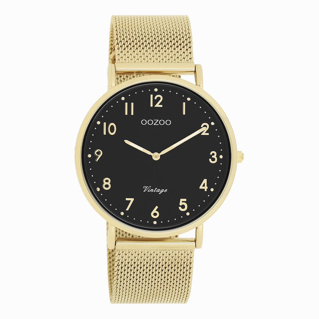 Gold coloured OOZOO watch with metal mesh bracelet - C20344