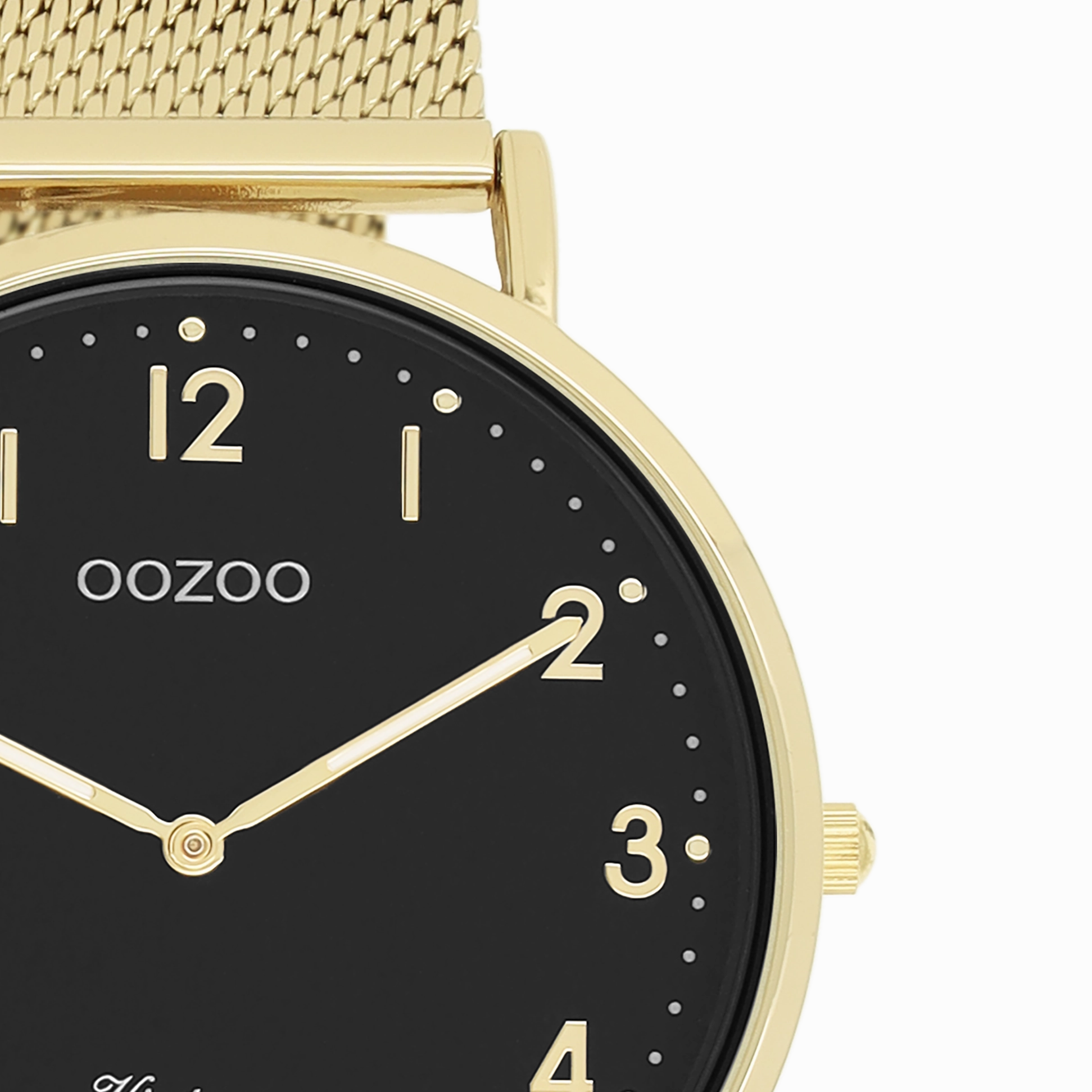Gold coloured OOZOO watch with metal mesh bracelet - C20344