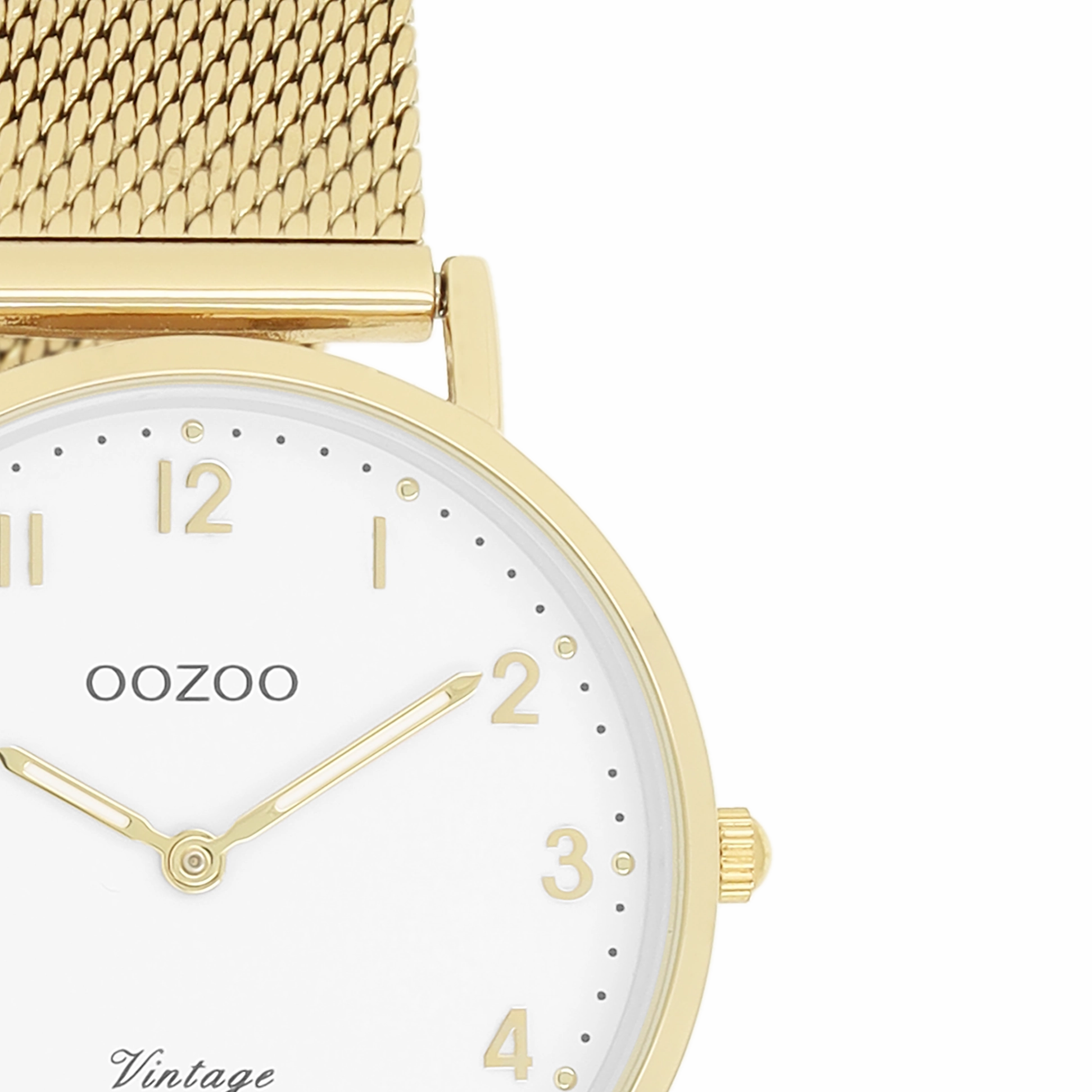 Gold coloured OOZOO watch with metal mesh bracelet - C20347