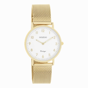 Gold coloured OOZOO watch with metal mesh bracelet - C20347