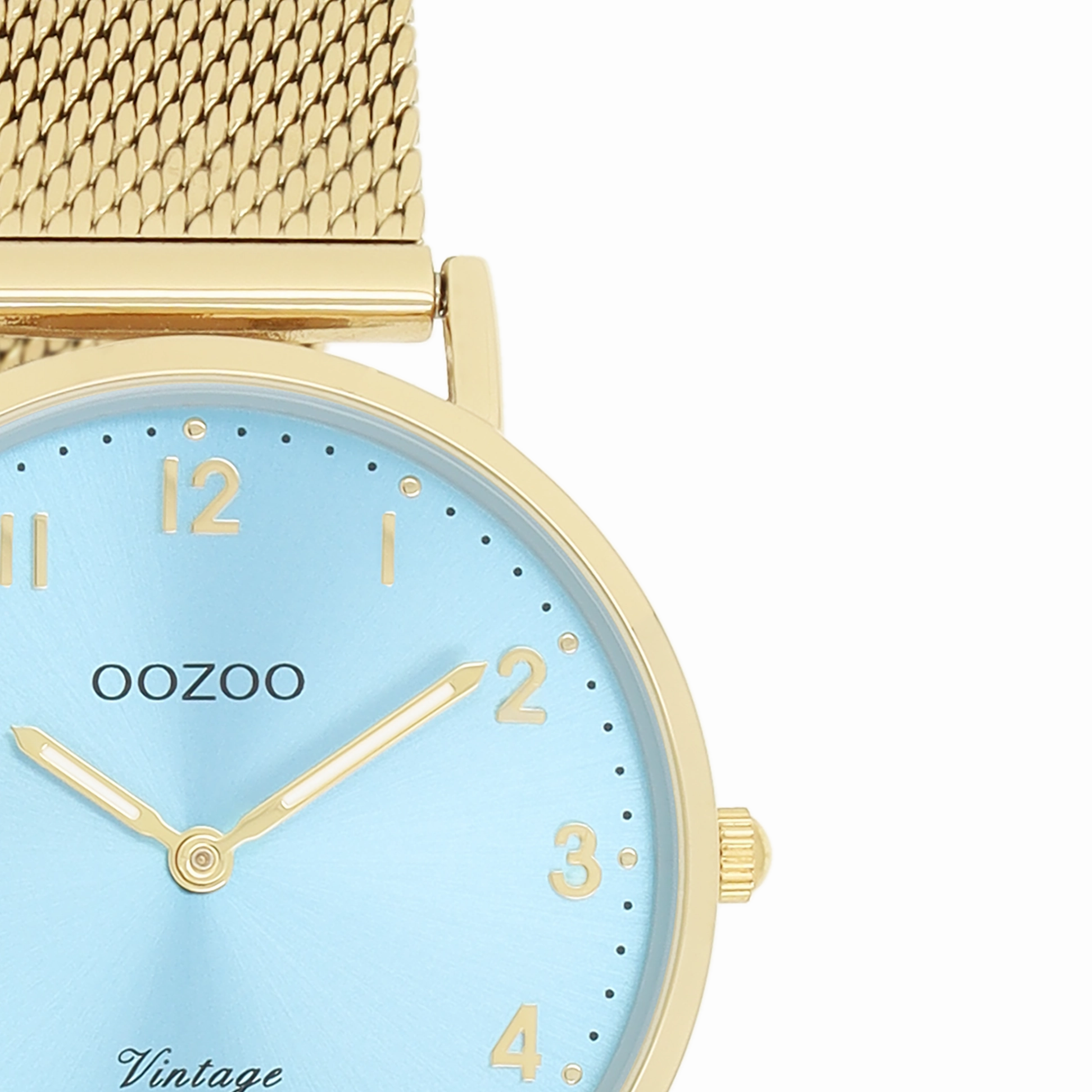 Gold coloured OOZOO watch with metal mesh bracelet - C20348
