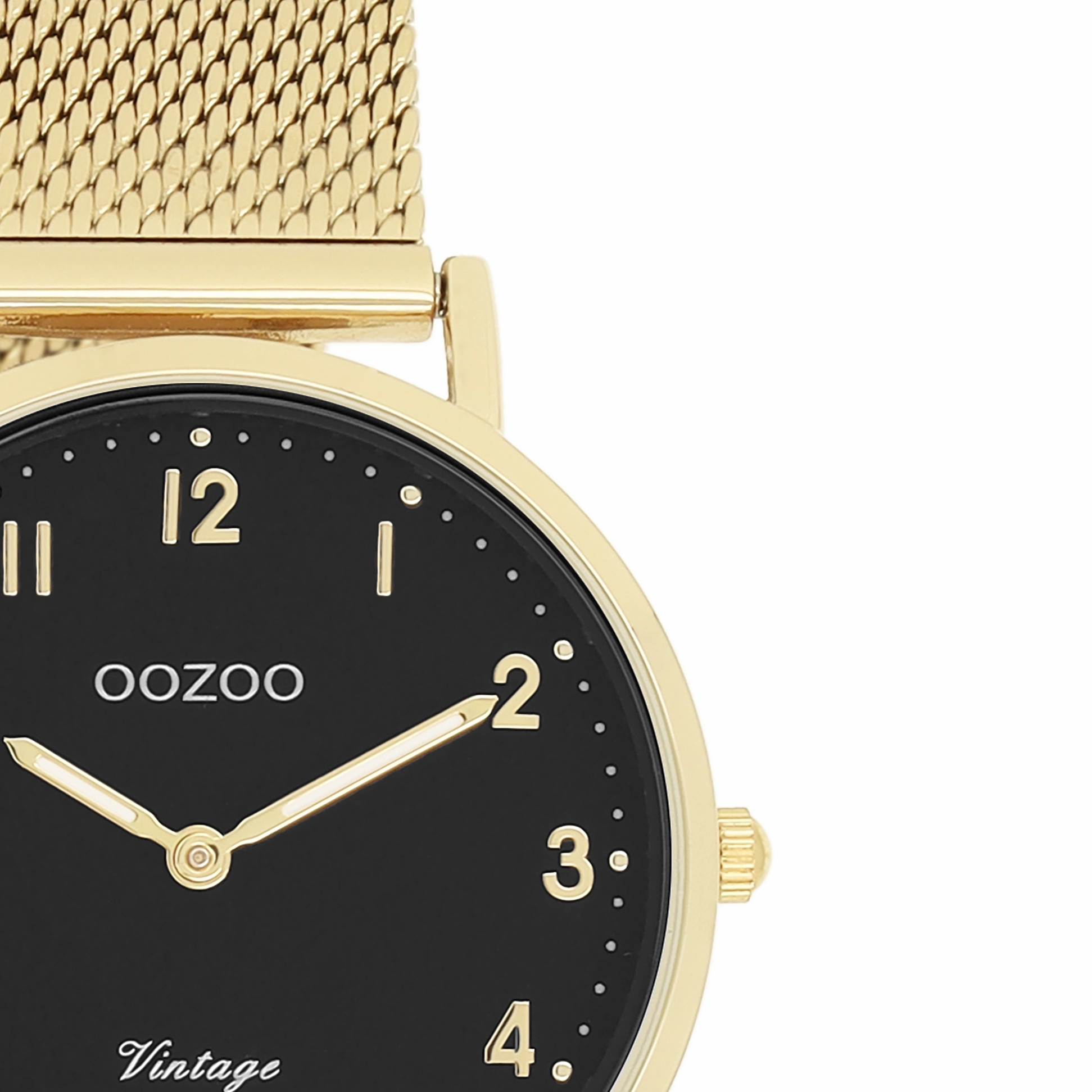 Gold coloured OOZOO watch with metal mesh bracelet - C20349