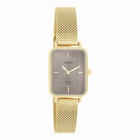 Gold coloured OOZOO watch with metal mesh bracelet - C20353