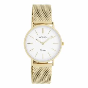 Gold coloured OOZOO watch with metal mesh bracelet - C9911