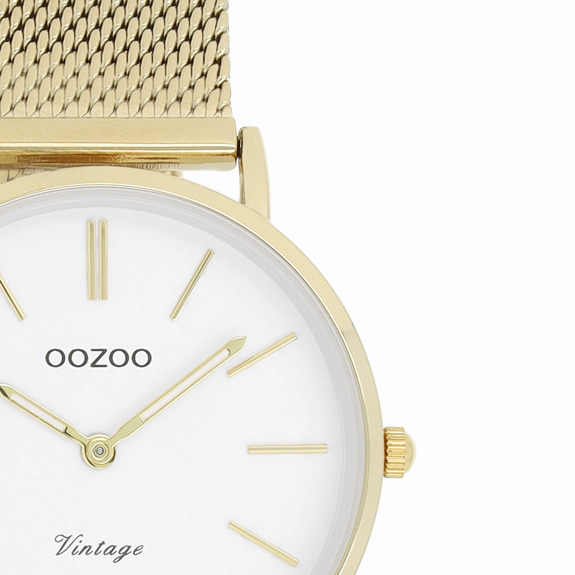 Gold coloured OOZOO watch with metal mesh bracelet - C9911