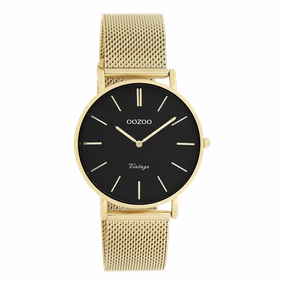 Gold coloured OOZOO watch with metal mesh bracelet - C9914