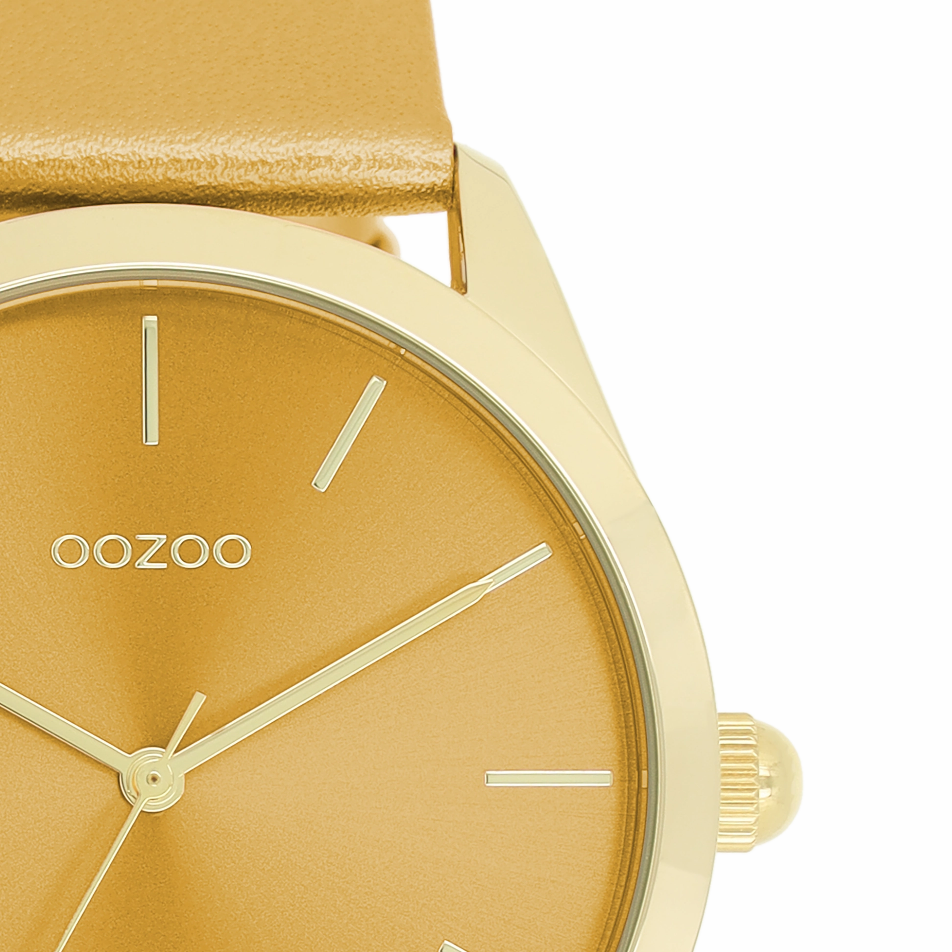 Gold coloured OOZOO watch with ocher yellow leather strap - C11332