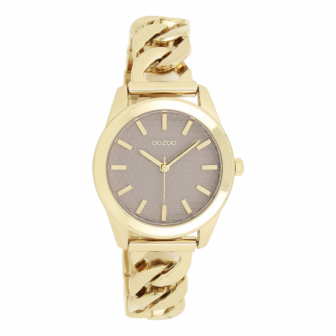 Gold coloured OOZOO watch with petit chain bracelet - C11420