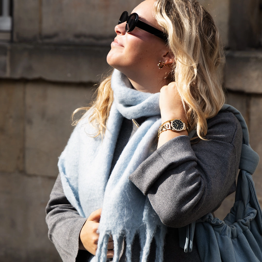 Gold coloured OOZOO watch with petit chain bracelet - C11422