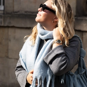 Gold coloured OOZOO watch with petit chain bracelet - C11422