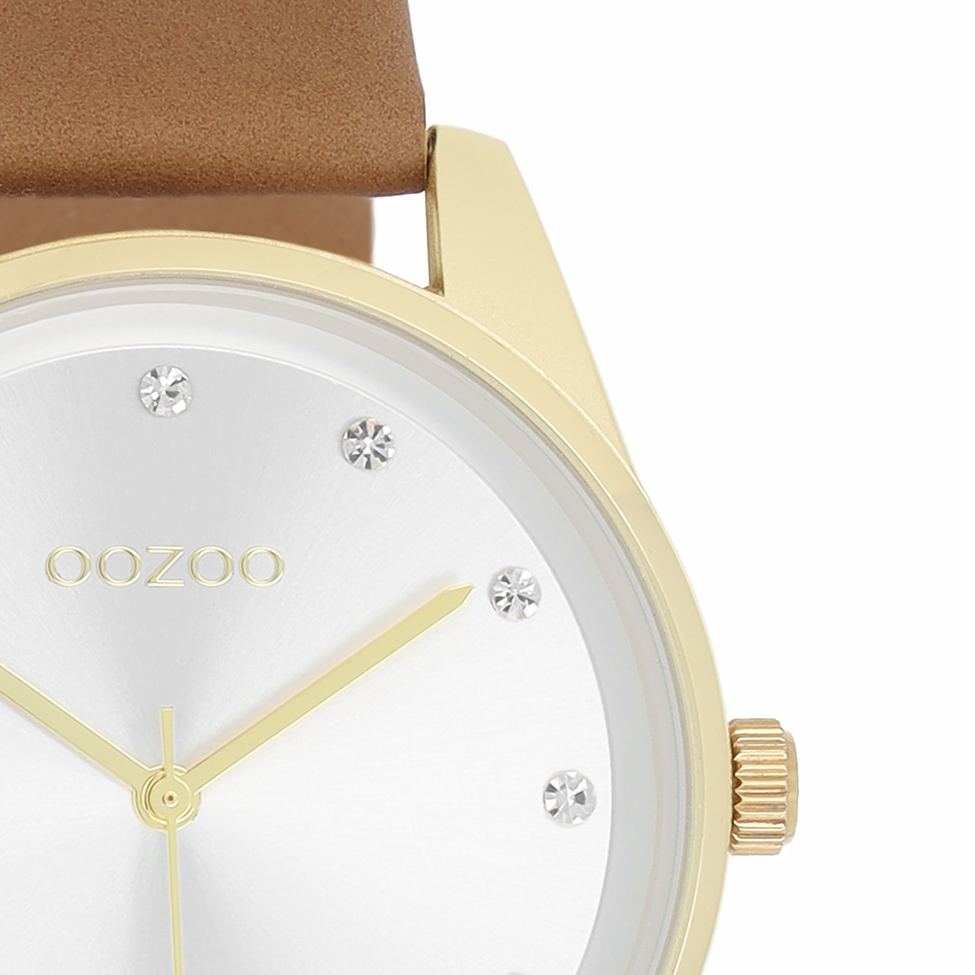 Gold coloured OOZOO watch with sand leather strap - C11046