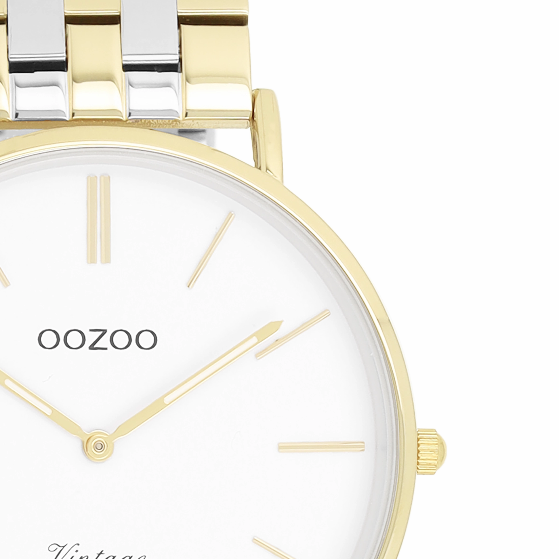 Gold coloured OOZOO watch with silver coloured/gold stainless steel bracelet - C20402