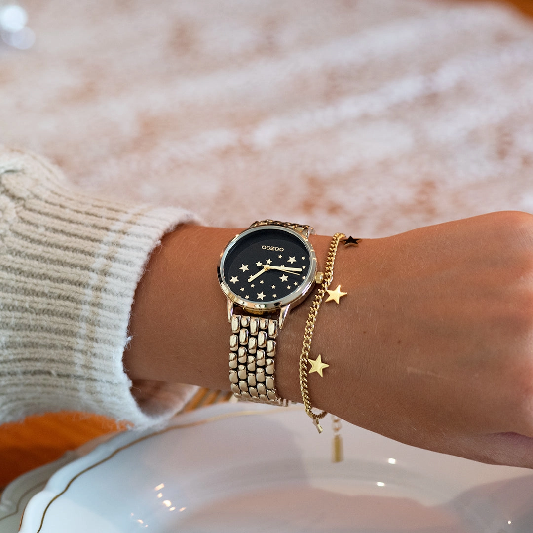 Gold coloured OOZOO watch with stainless steel bracelet - C11029