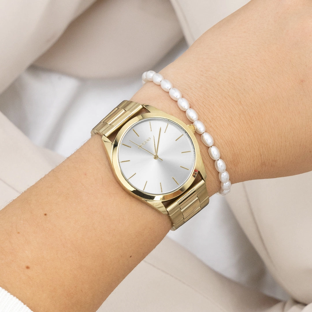 Gold coloured OOZOO watch with stainless steel bracelet - C11430