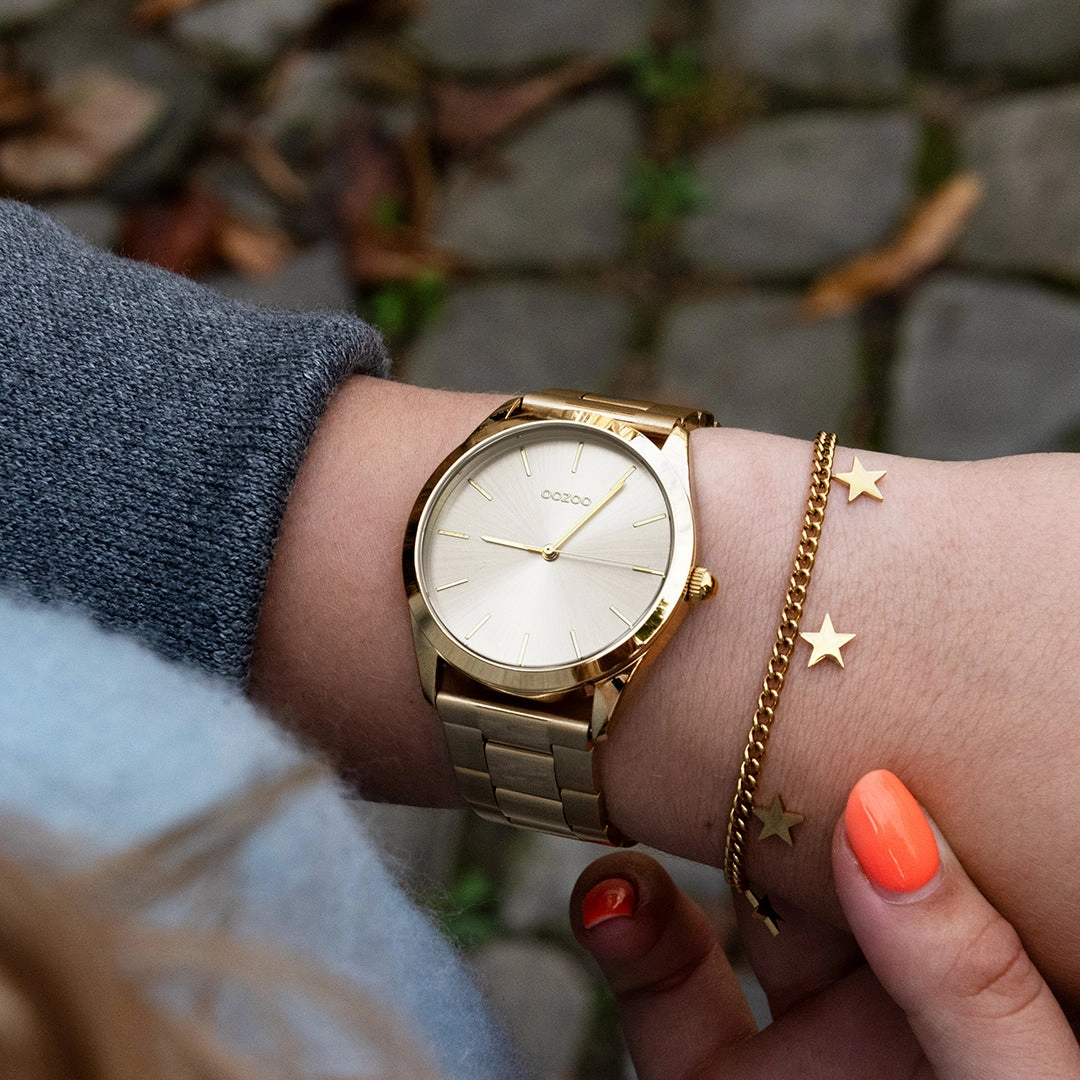 Gold coloured OOZOO watch with stainless steel bracelet - C11430