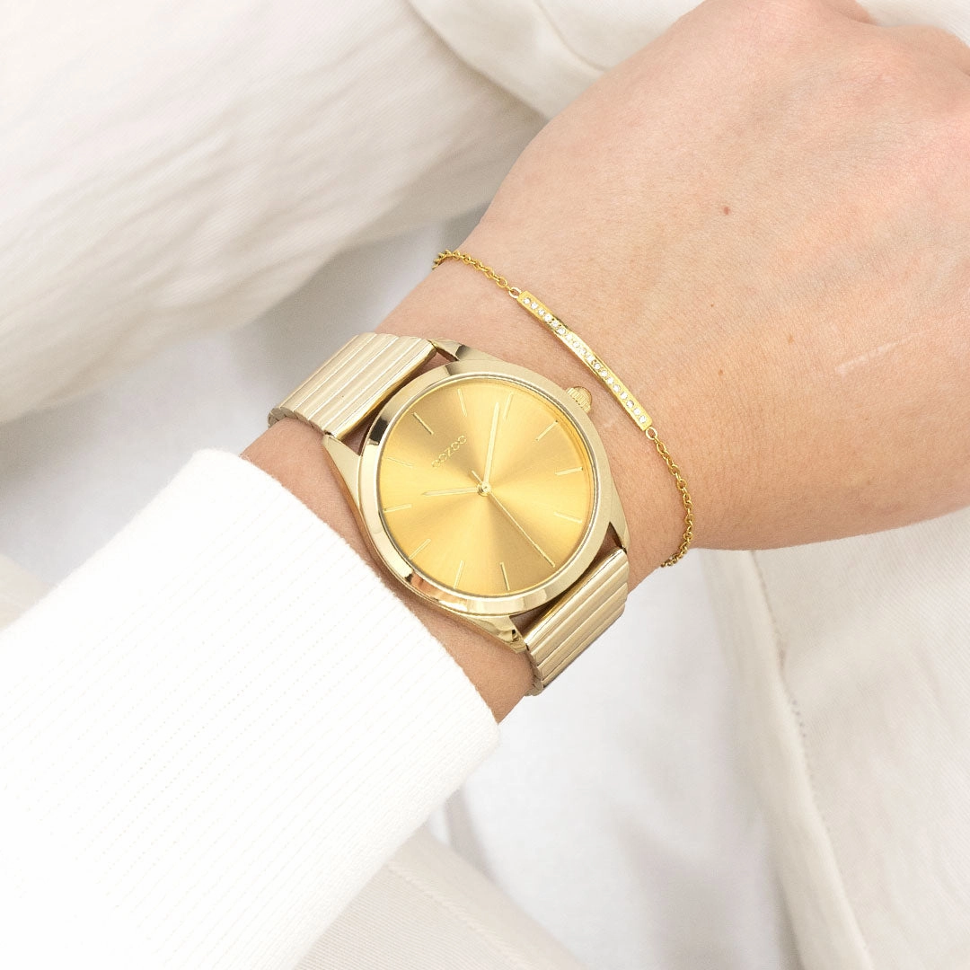 Gold coloured OOZOO watch with stainless steel bracelet - C11517