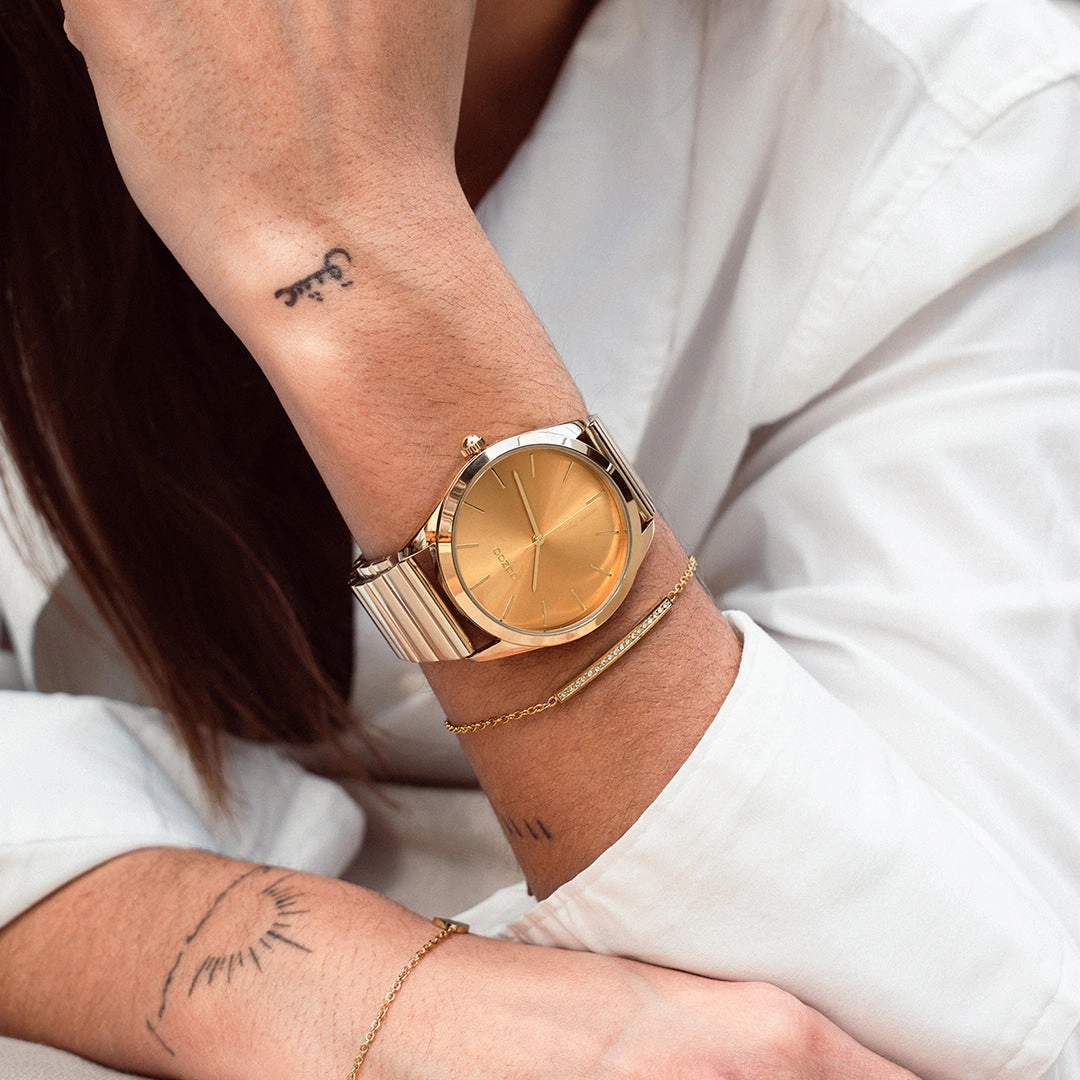 Gold coloured OOZOO watch with stainless steel bracelet - C11517