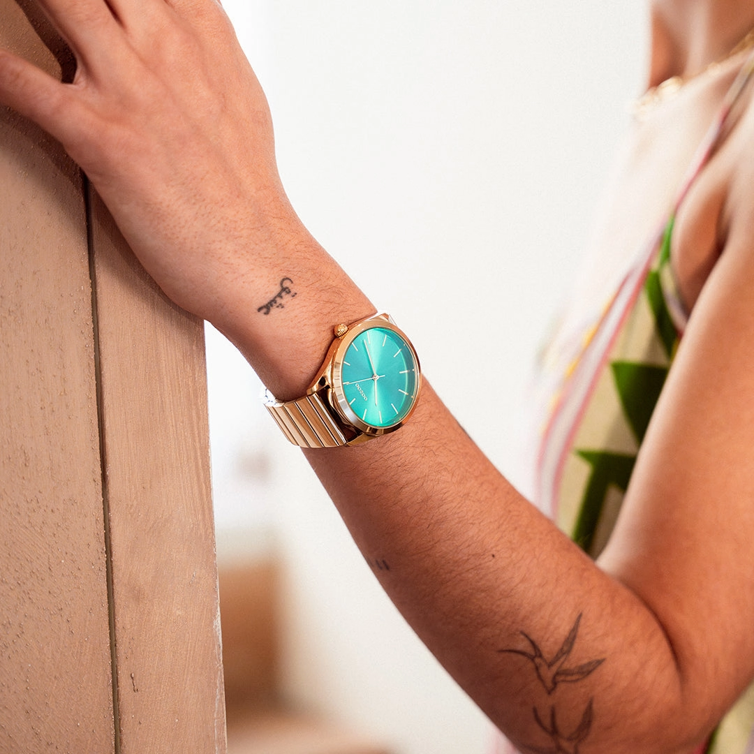 Gold coloured OOZOO watch with stainless steel bracelet - C11519