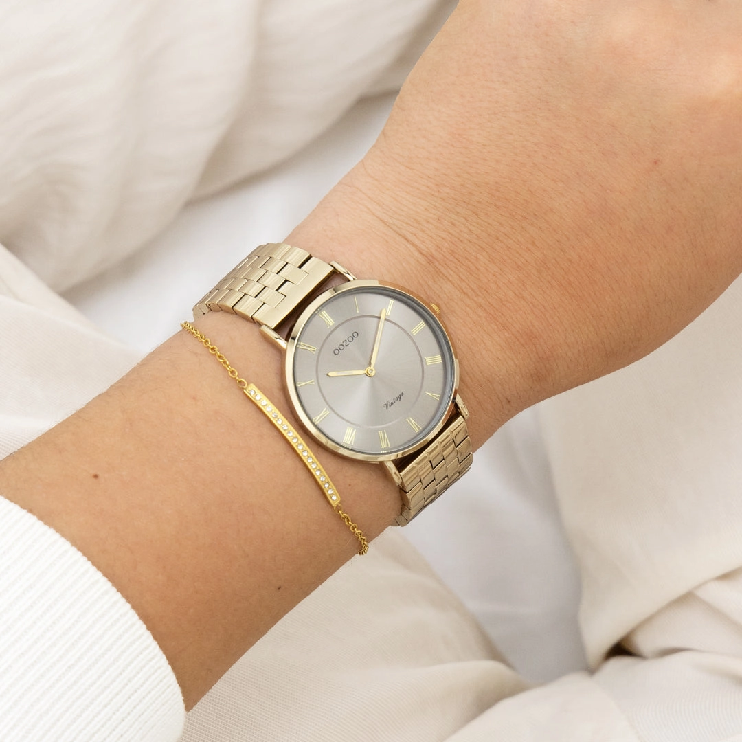 Gold coloured OOZOO watch with stainless steel bracelet - C20370