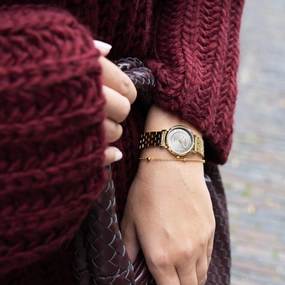 Gold coloured OOZOO watch with stainless steel bracelet - C20377